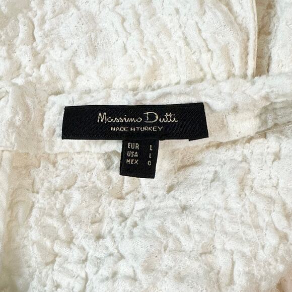 Massimo Dutti Textured Mock Neck Dress Sleeveless Turtleneck Midi, White - Picture 12 of 14